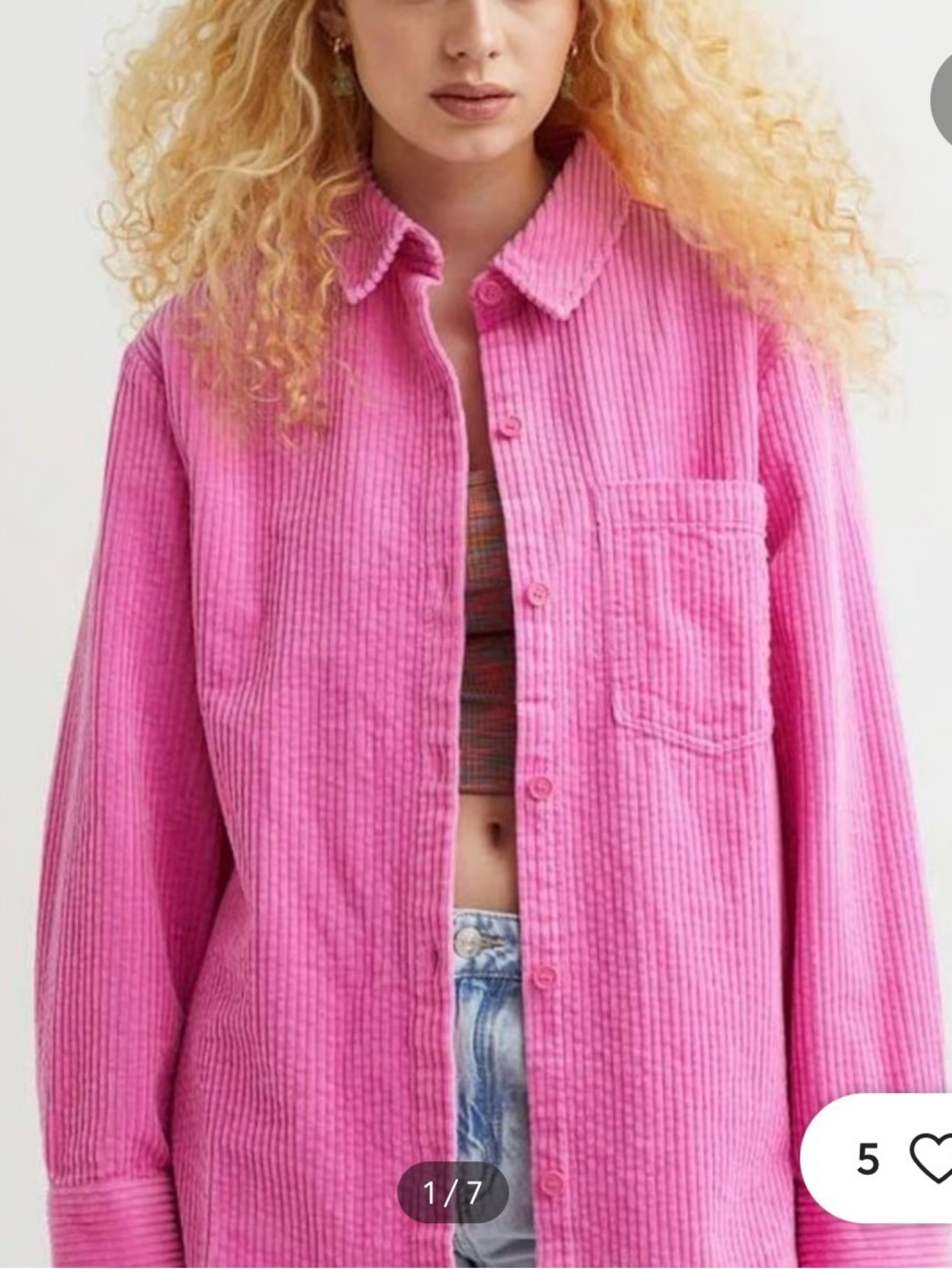 Divided Pink Corduroy Button-Down Shirt